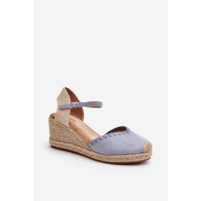 Modré Raylin Suede Espadrille Sandály na klínu s opletením