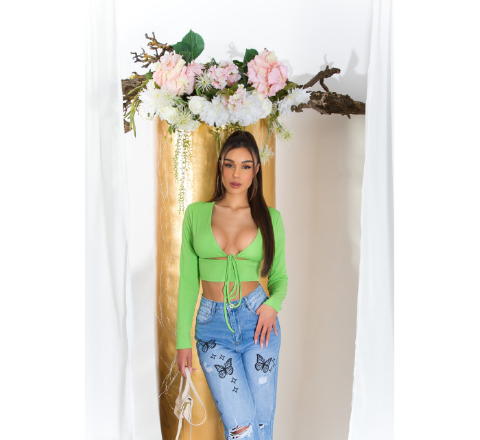 Sexy Koucla Crop Top with Cut Outs and Lacing detail