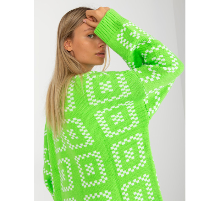 Fluo zelený dlouhý oversize cardigan RUE PARIS