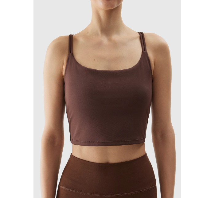 Dámský crop top na jógu z model 20437121 materiálů  hnědý - 4F