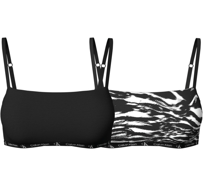 Dámská podprsenka 2 Pack Bralettes CK96 000QF7215EBIK černá/tygří potisk - Calvin Klein