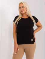 Dámská černá halenka plus size s rozparky