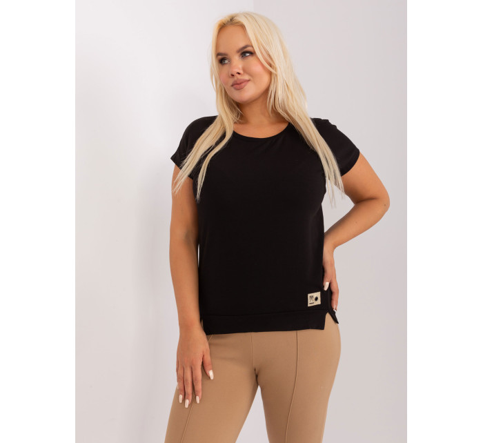 Dámská černá halenka plus size s rozparky