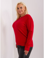 Červený dámský svetr plus size velikosti s knoflíky