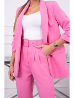 Elegantní set bundy a kalhot růžové barvy