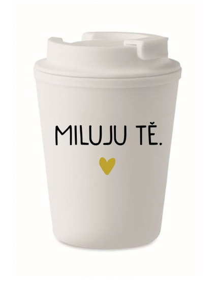 MILUJU TĚ. - bílý termohrnek 300 ml