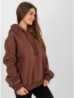 Tmavě hnědá basic oversized mikina s kapucí