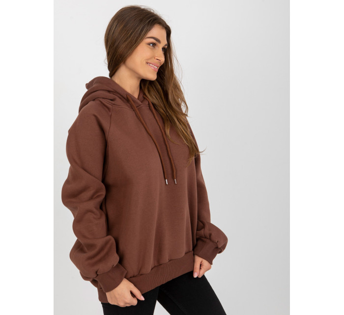 Tmavě hnědá basic oversized mikina s kapucí