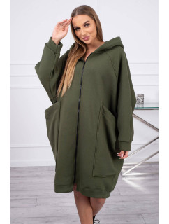 Zateplená oversize mikina v khaki barvě