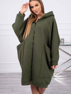 Zateplená oversize mikina v khaki barvě