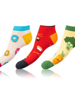 Zábavné nízké crazy ponožky unisex v setu 3 páry CRAZY IN-SHOE SOCKS 3x - BELLINDA - bílá