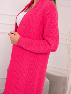 Svetr Cardigan kostkovaná model 18978879 růžová neonová - K-Fashion