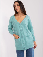 Dámský mint cardigan s kabely