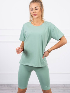 Set top+legíny tmavě mint