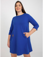 Kobaltově modré minišaty plus size s kapsami od Dalenne