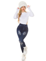 Sexy Highwaist Jeggings Used Look with glitter