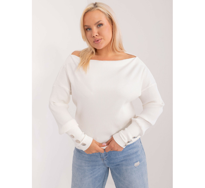 Ecru halenka plus size s knoflíky na rukávech