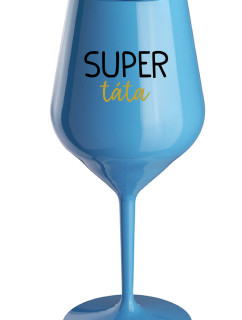 SUPER TÁTA - modrá nerozbitná sklenice na víno 470 ml