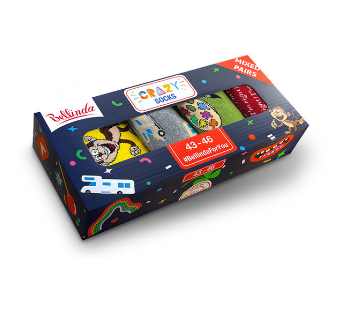 Dárková krabička zábavných crazy ponožek 4 páry CRAZY SOCKS BOX - BELLINDA - černá