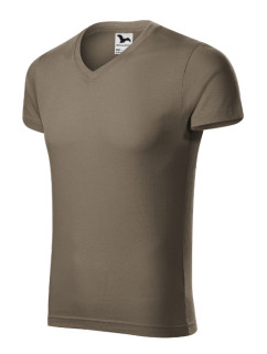 Slim Fit V-neck tričko pánské army