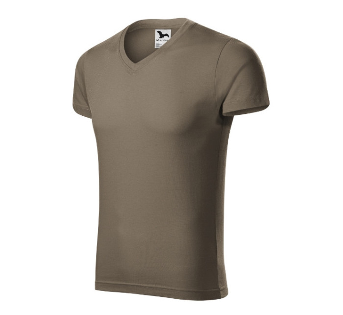 Slim Fit V-neck tričko pánské army