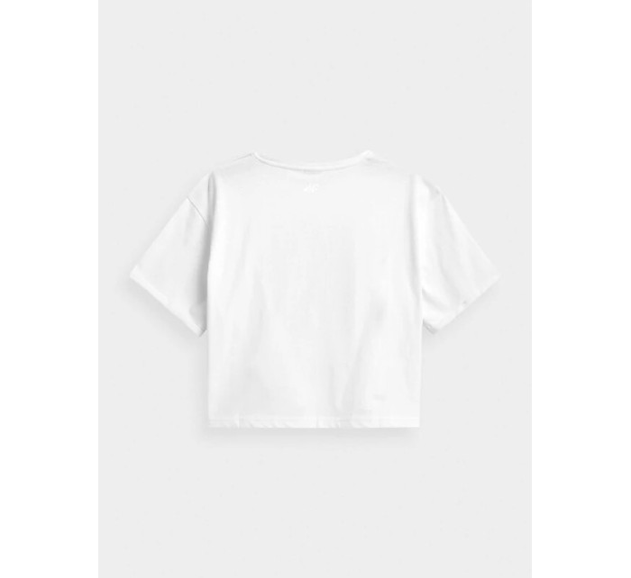 Dámský crop top s potiskem H4Z21-TSD029 10S Bílá s černou - 4F