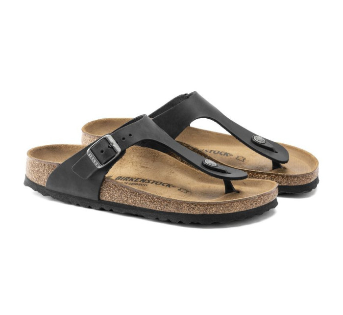 žabky Gizeh NU Black Regular z kůže pro širokou model 20701573 - Birkenstock