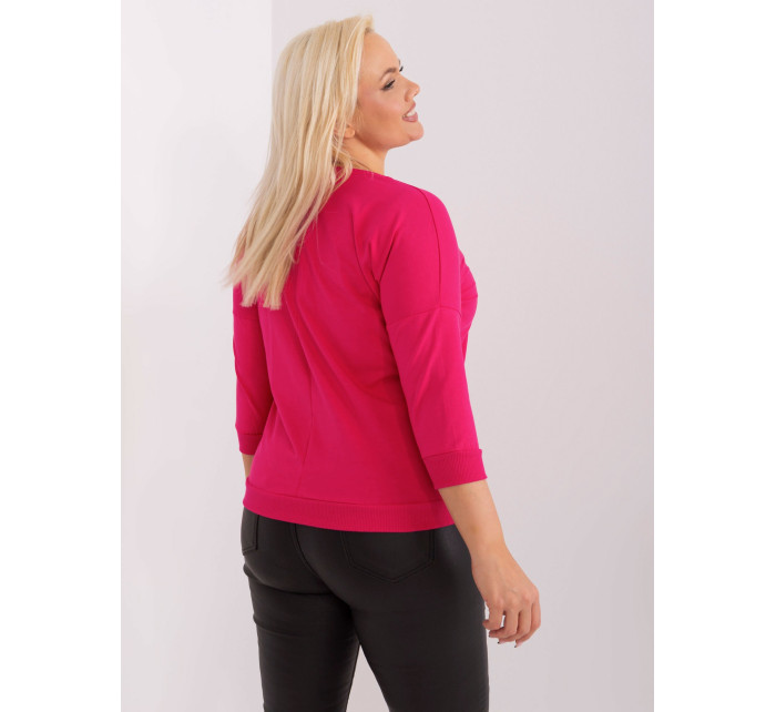 Fuchsiová dámská halenka plus size s potiskem