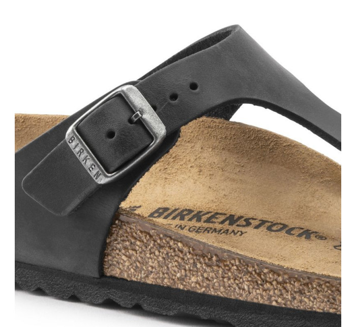 Dámské/pánské žabky Birkenstock Gizeh NU Oiled Black Regular z olejované kůže pro širokou nohu (0845251)