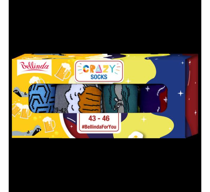 Dárková krabička zábavných crazy ponožek 4 páry CRAZY SOCKS BOX - BELLINDA - modrá