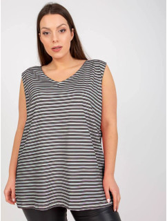 Tmavě modro-bílý bavlněný pruhovaný plus size top (7952)