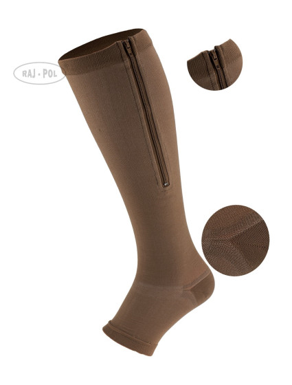 Knee Socks With Zipper 3 model 19504992 Dark Beige - Raj-Pol