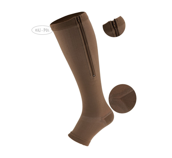 Knee Socks With Zipper 3 model 19504992 Dark Beige - Raj-Pol