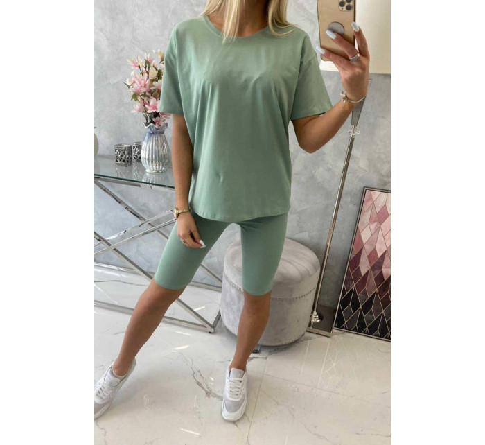 Komplet top+legginsy ciemny miętowy