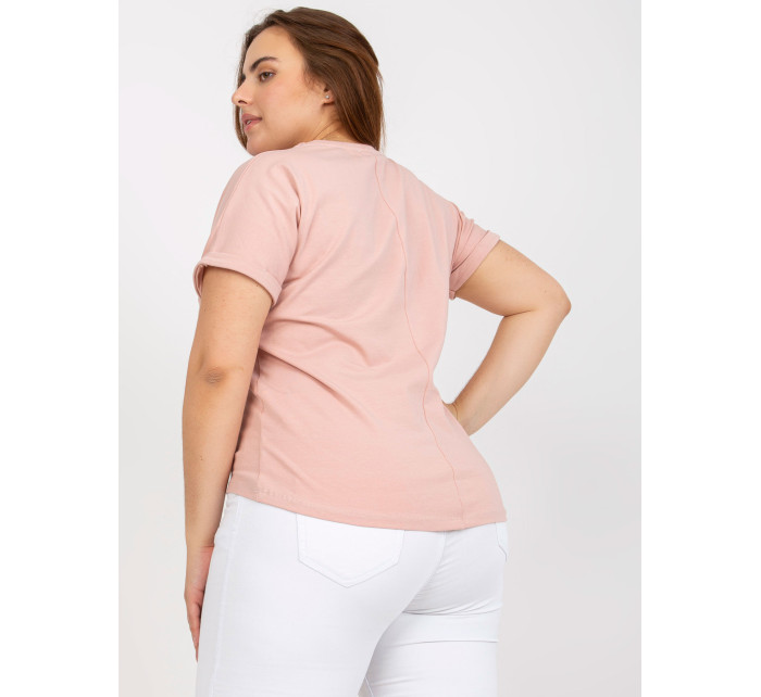 Prašně růžové dámské tričko plus size s nápisem