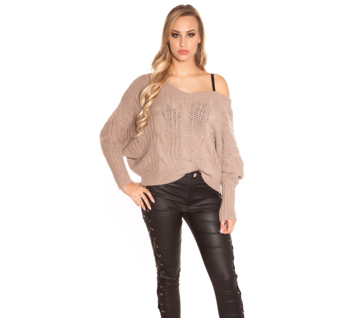 Sexy KouCla XL model 19588026 knit sweater with lacing - Style fashion