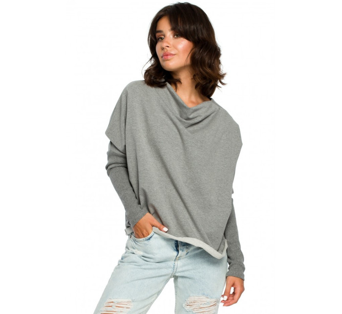 model 18001899 Oversized top s výstřihem do V na zádech šedý - BeWear