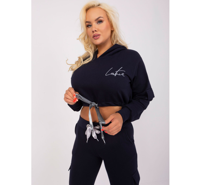 Námořnická modř plus size set s krátkou mikinou