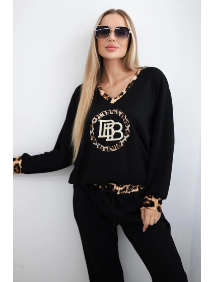 Sada se zvířecím motivem Sweatshirt + model 20507475 černý - K-Fashion