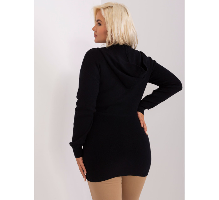 Černý kardigan plus size s kapucí