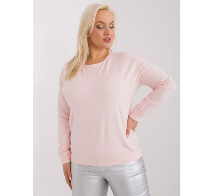 Světle růžová halenka plus size s dlouhým rukávem