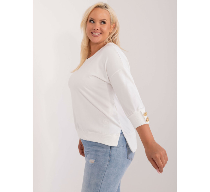 Ecru asymetrická halenka plus size velikosti s rozparky