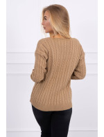 Pletený svetr s velbloudím výstřihem do V