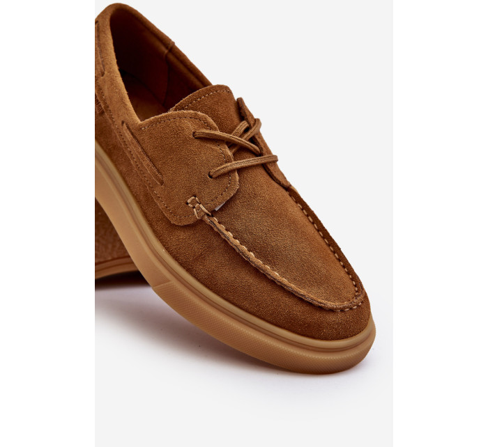 Semišové pánské mokasíny Brogues Big Star Camel