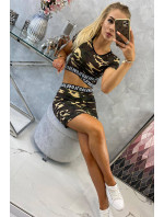 Set halenky se sukní camo khaki+hnědá