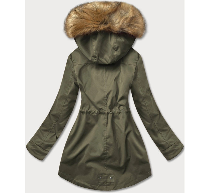 Khaki-béžová dámská zimní bunda parka (m-21356)