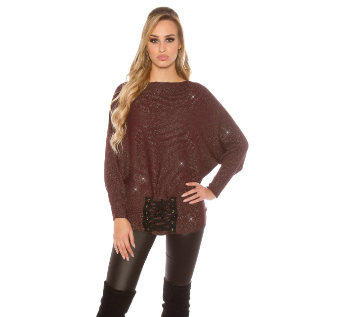 Trendy KouCla glitter model 19587158 jumper with lacing - Style fashion