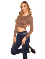 Sexy KouCla Crop Top long sleeve with cutouts