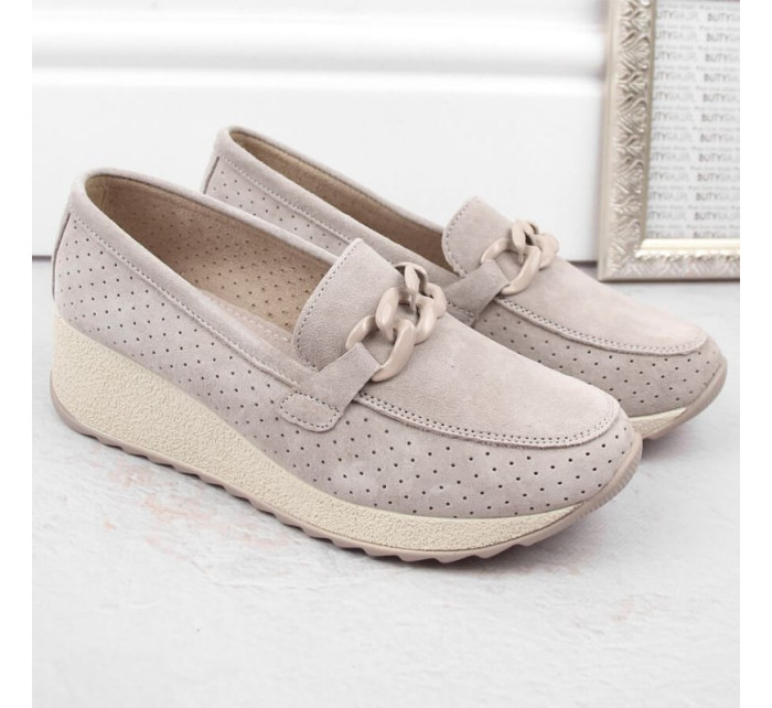 Kožené semišové polobotky Filippo W PAW507A beige