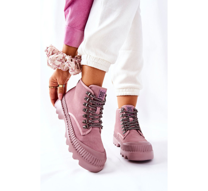 Leather Trapper Boots Big Star II274367 Pink